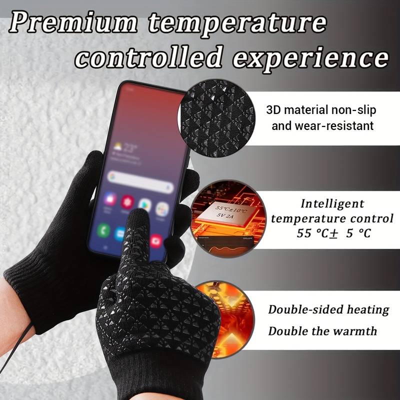 USB-Powered Heated Touchscreen Gloves with Auto Shut-Off