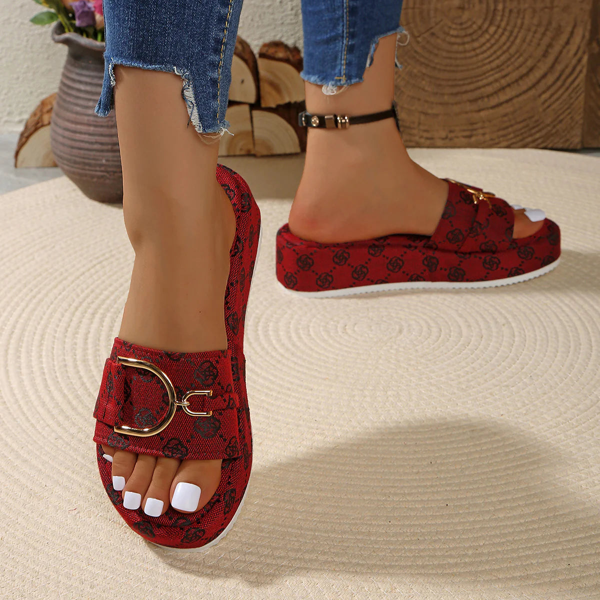 Women's Retro Print Platform Sandals