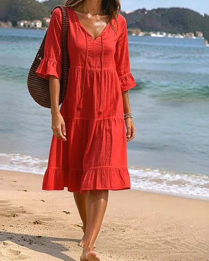 Women’s Tiered V-Neck Midi Dress