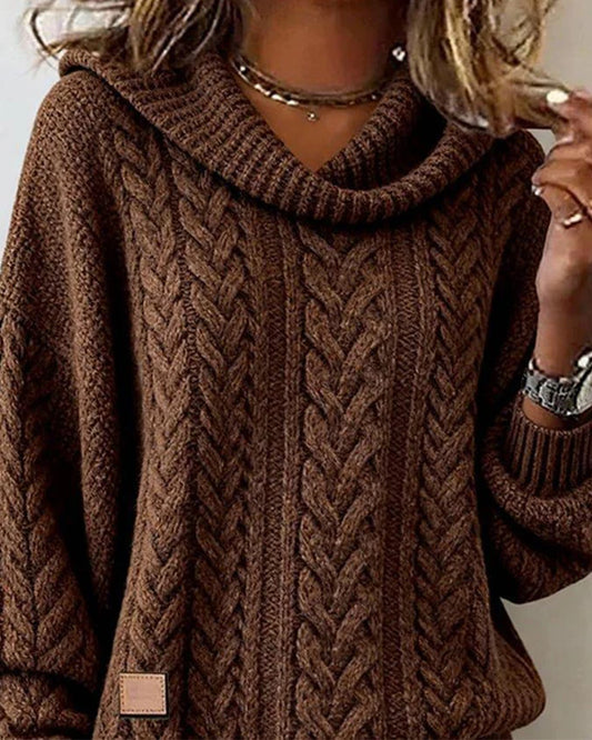 Women’s Relaxed Draped Cable Knit Sweater