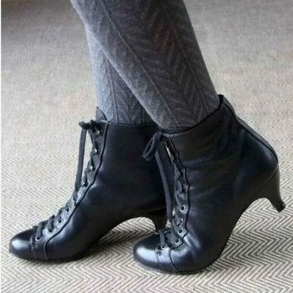 Women's White Lace-Up Victorian Ankle Boots