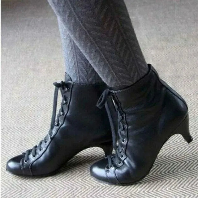 Women's White Lace-Up Victorian Ankle Boots