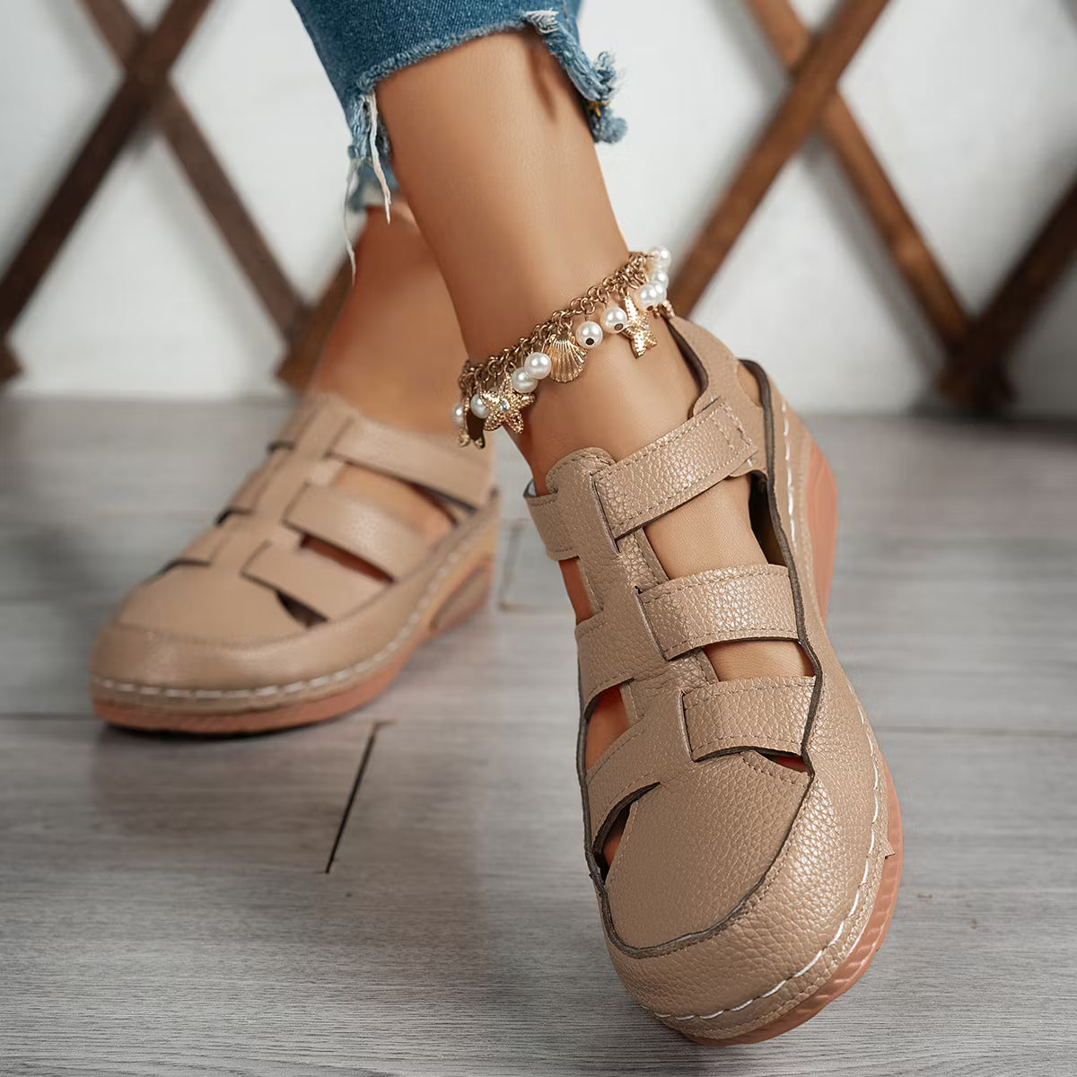 Women's Cut-Out Wedge Slingback Sandals