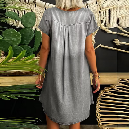 Women's V-Neck Denim-Look Dress
