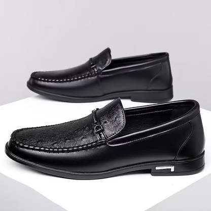 Men's Ostrich-Effect Leather-Look Loafers