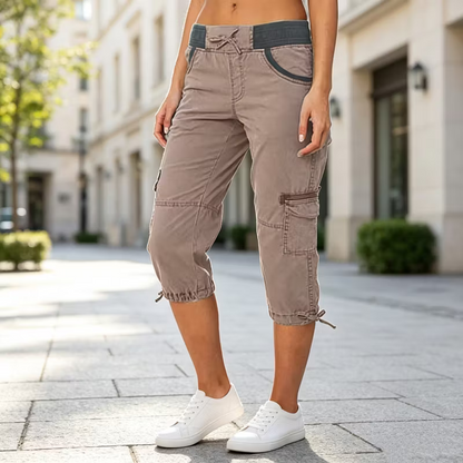 Women’s High-Waisted Cargo Capri Trousers