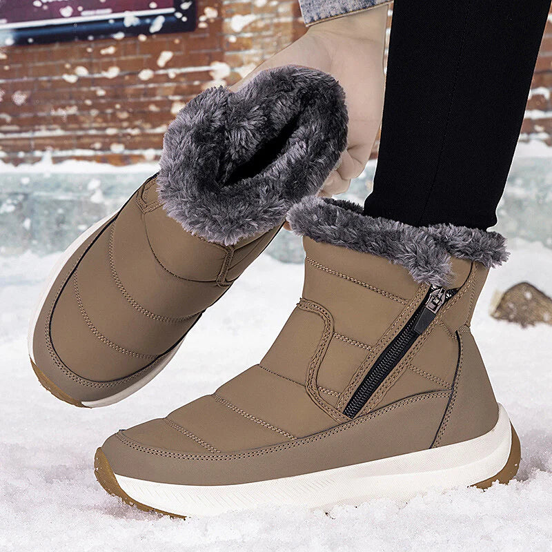 Men’s Fur-Lined Easy-Zip Waterproof Puffer Snow Boots