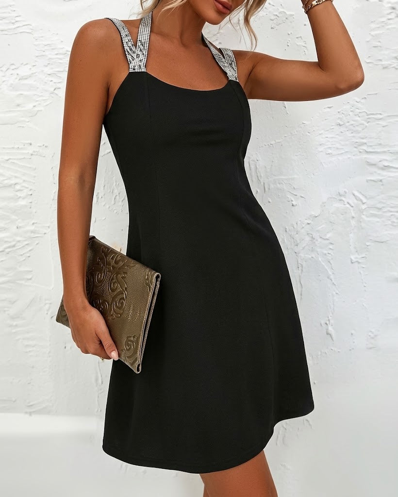Women's Shimmer Cross-Over Strappy Dress