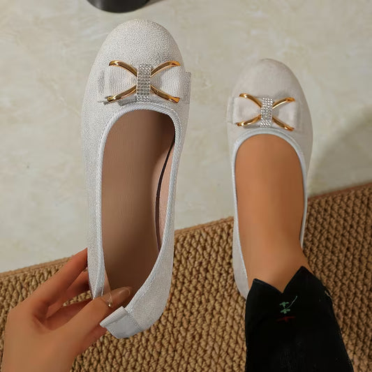 Women’s Bow Detail Fabric Ballet Flats