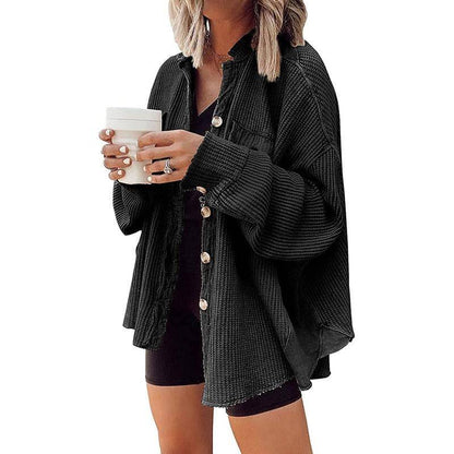 Women’s Waffle Knit Batwing Sleeve Oversized Jacket
