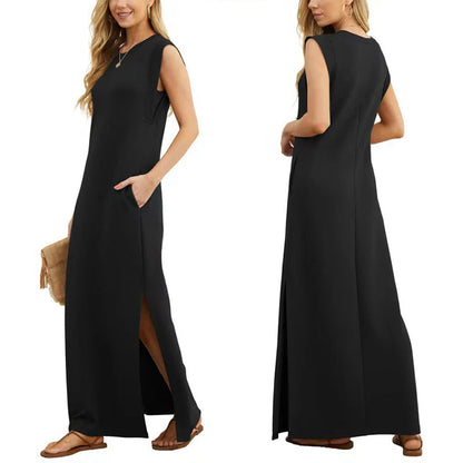 Women's Sleeveless Split-Hem Maxi Dress
