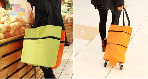 Convertible Shopping Tote with Fold-Away Wheels