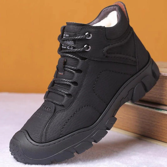 Men's Brown Leather-Look Casual Ankle Boots