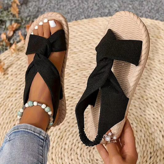 Women's Woven Cross-Strap Flat Sandals