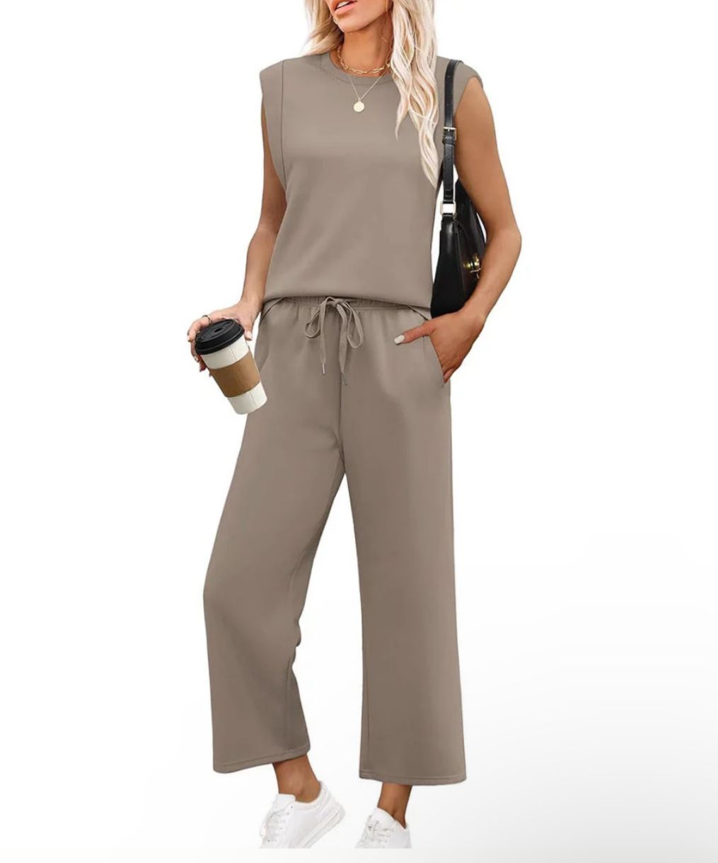 New Women's Sleeveless Top & Wide-Leg Pants 2-Piece Set