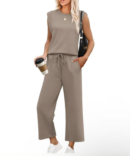 New Women's Sleeveless Top & Wide-Leg Pants 2-Piece Set