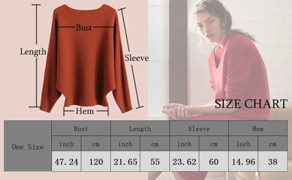 Women’s Boat Neck Batwing Rib-Knit Oversized Tunic Sweater