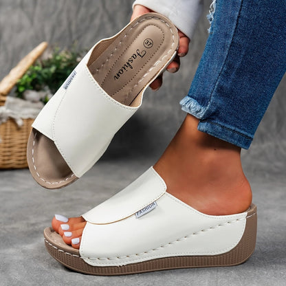Women's Leather-Effect Wedge Sandals
