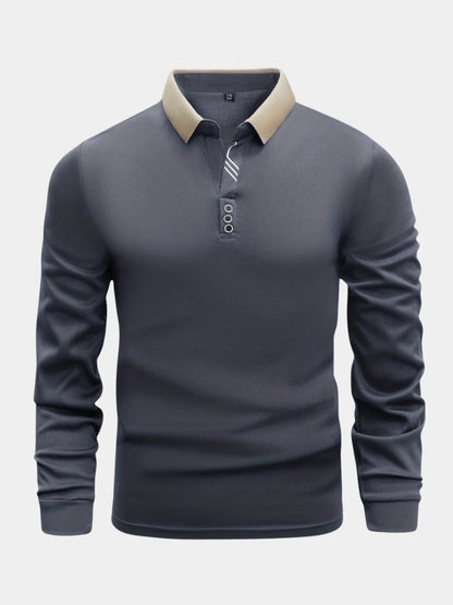 Men’s Long Sleeve Textured Polo Shirt