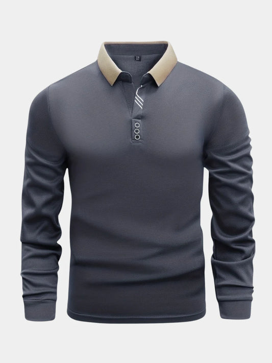 Men’s Long Sleeve Textured Polo Shirt