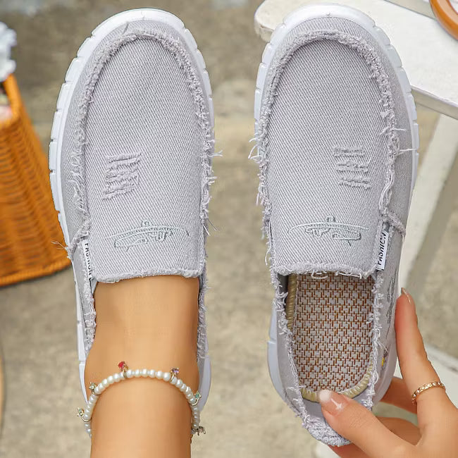 Women's Embroidered Canvas Slip On Shoes