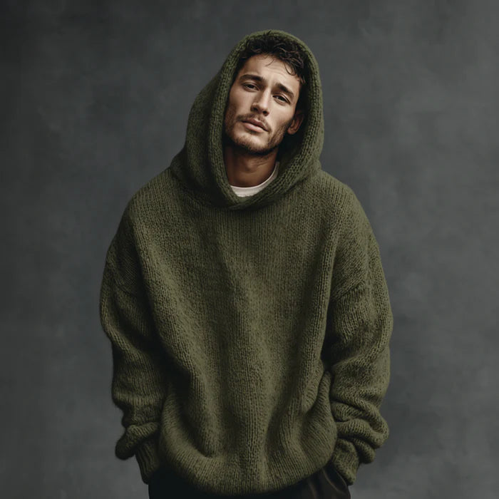Men’s Relaxed Knit Hooded Pullover Jumper