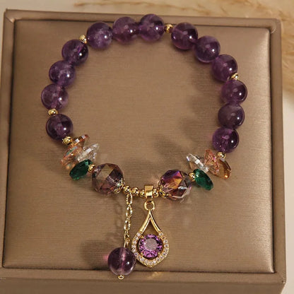 Amethyst and Mixed Crystal Bead Bracelet