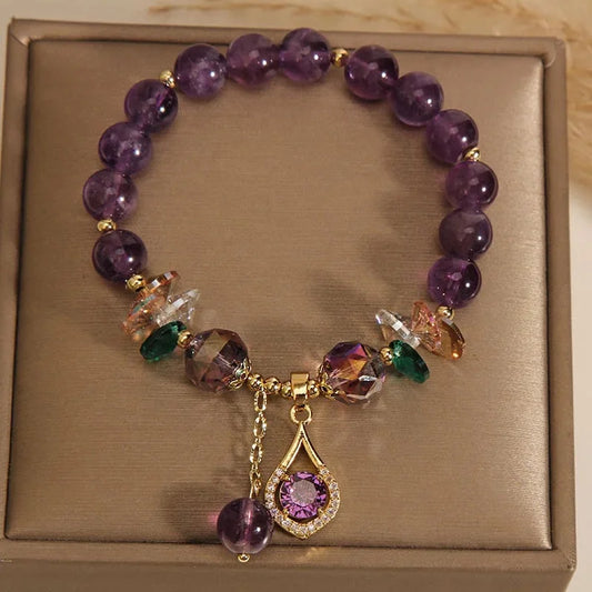 Amethyst and Mixed Crystal Bead Bracelet