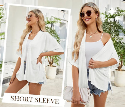 Women’s Flowy Open-Front Short-Sleeve Cardigan