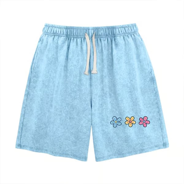 Women's Washed Floral Drawstring Shorts