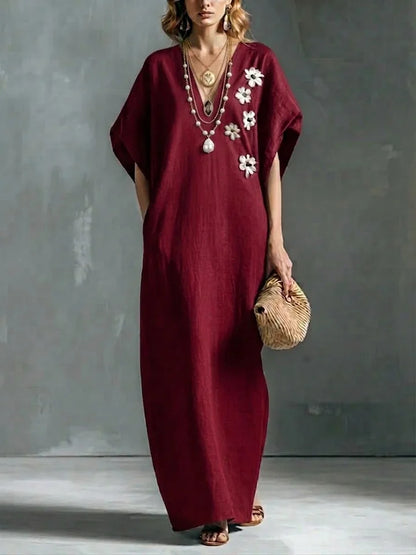 Women’s Loose Linen and Cotton Maxi Dress