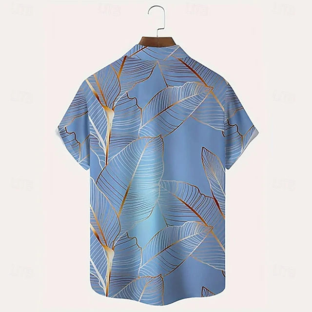 Men’s Tropical Leaf Print Short-Sleeve Shirt