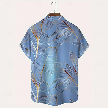Men’s Tropical Leaf Print Short-Sleeve Shirt