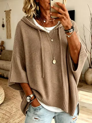Women's Hooded Three-Quarter Sleeve Top
