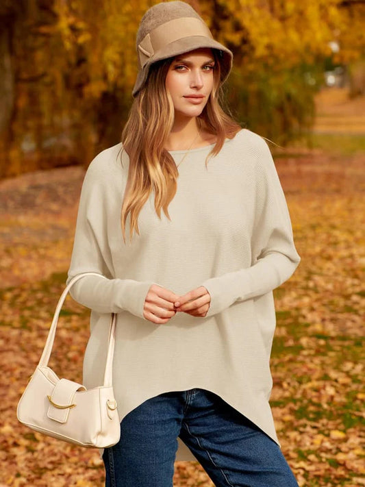 Women’s Ribbed Dolman Sleeve Knit Tunic Sweater