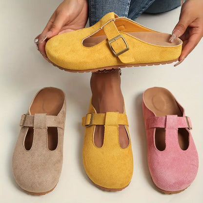 👡 Women's Casual Suede Slip-On Clogs with Buckle