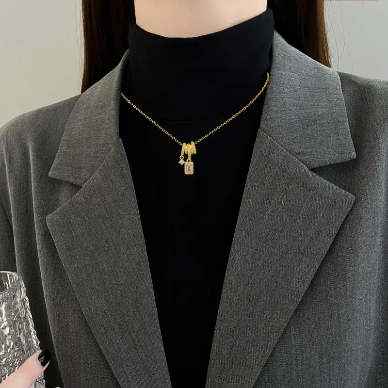 Women's Faceted Pink Drop Necklace