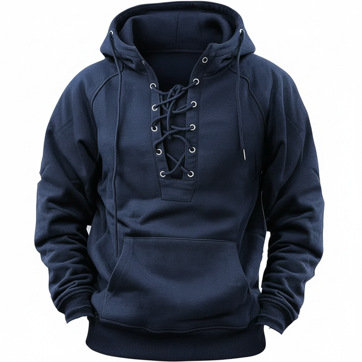Men’s Long Sleeve Lace Up Hooded Sweatshirt