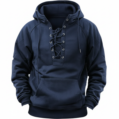 Men’s Long Sleeve Lace Up Hooded Sweatshirt
