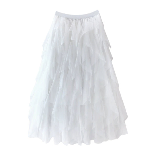 Women’s Asymmetrical Layered Ruffle Maxi Skirt