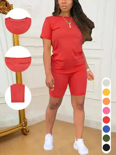 Women’s Casual T-Shirt and Shorts Two-Piece Set