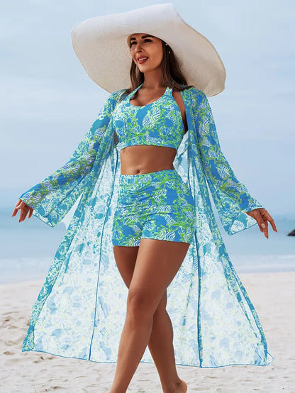 New Stylish Bikini Three-Piece Set with Cover-Up
