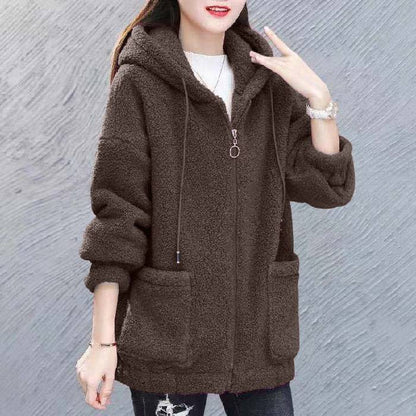 Women's Oversized Zip-Up Teddy Hoodie