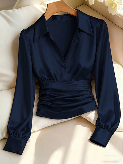 Women's Cinched-Waist Long-Sleeve Shirt