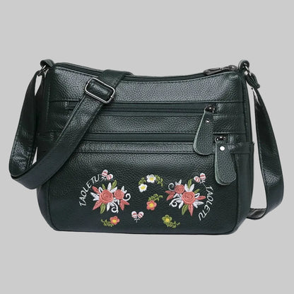 Women’s Printed Soft Leather-Look Multi-Pocket Shoulder Bag