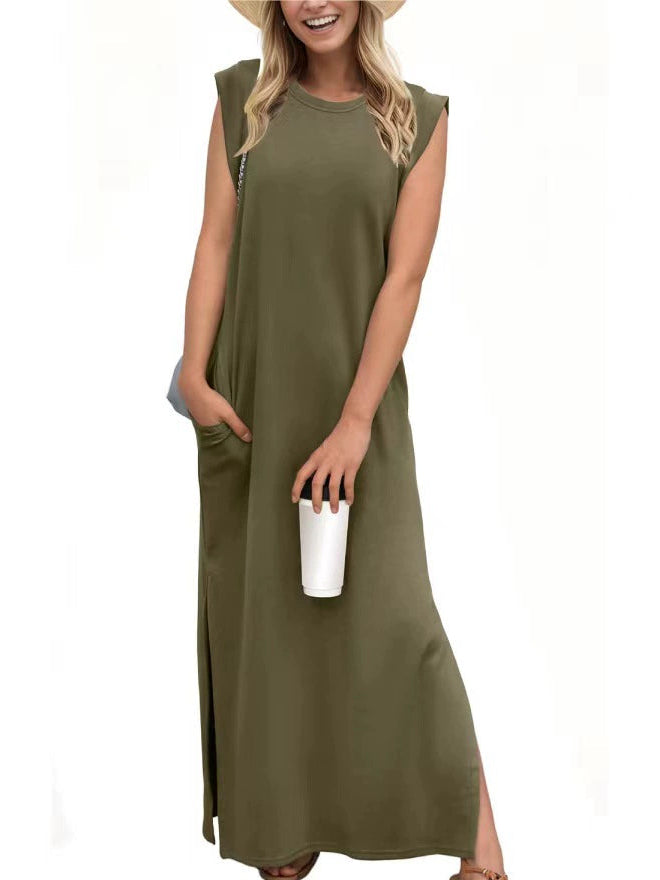 Women's Split Hem Cotton-Blend Casual Dress
