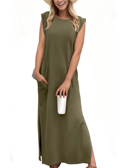 Women's Split Hem Cotton-Blend Casual Dress