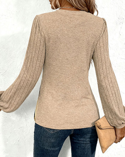 Women's Striped Blouse With Lantern Sleeves