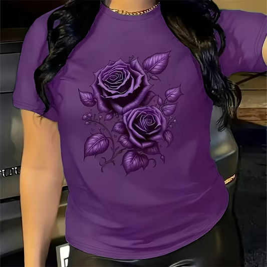 Rose Print Short-Sleeve T-Shirt