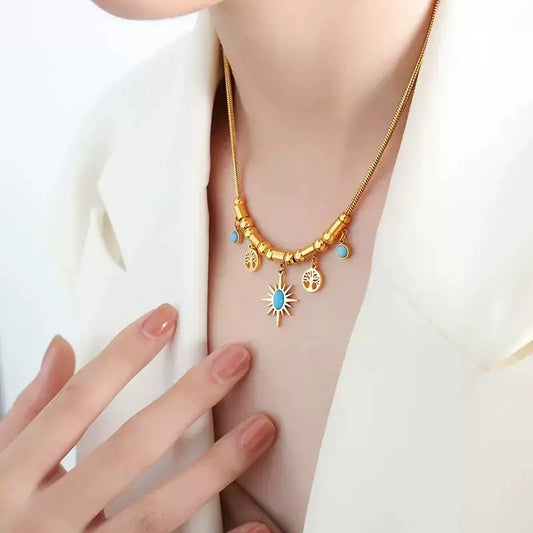 Women's Turquoise Sun Charm Jewellery Set